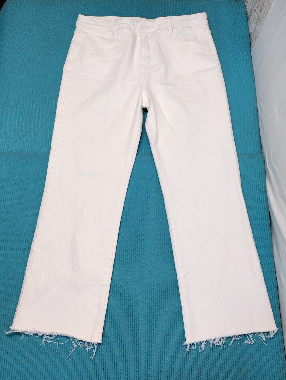 Risen Jeans Women's Straight Leg Raw Ankle Jeans Frayed Hem 15 /32